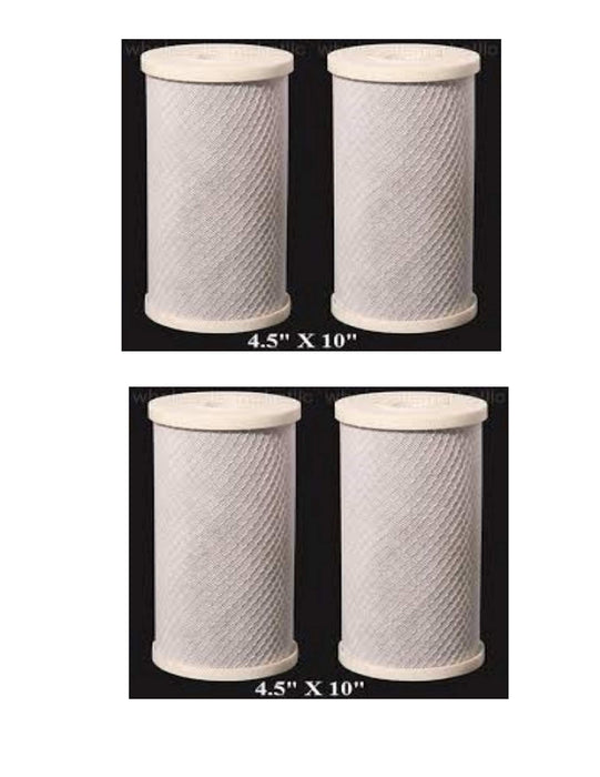 4-pack of 5 micron carbon block filter cartridges, 4.5 inch OD x 9-7/8 inch length, compatible with CB-45-1005