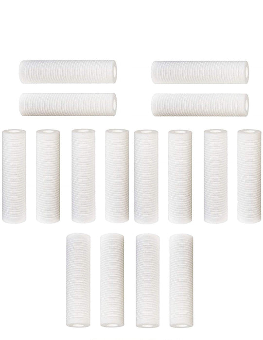 16-pack grooved sediment water filter cartridges, compatible with Aqua-Pure AP110 and CFS110