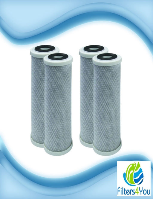 4-pack carbon block filter cartridges, 1 micron, 10 x 2.5 inches, compatible with Pentek ChlorPlus 10