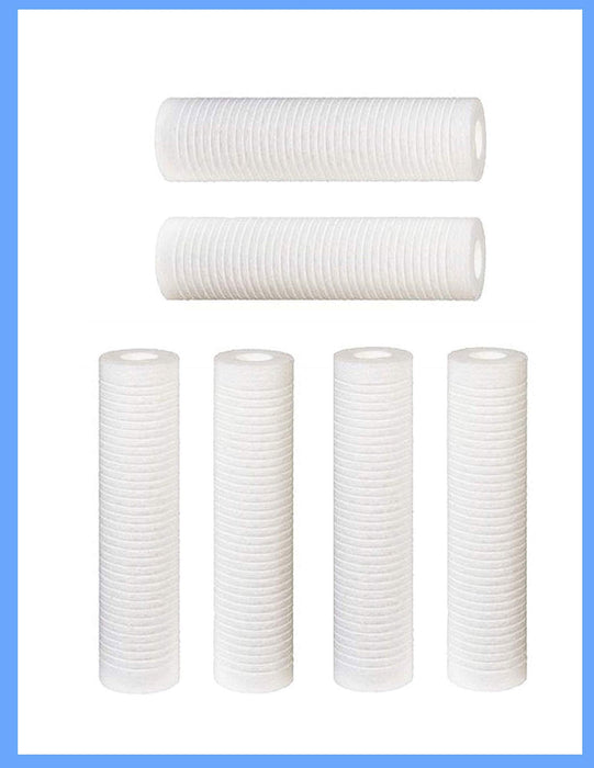 Complete Filtration Services 2.5 inch X 9.75 inch 5 Micron Grooved Dirt/Sediment Water Filter Cartridges Compatible with WHKF-GD05 & AP110 Quantity of 6
