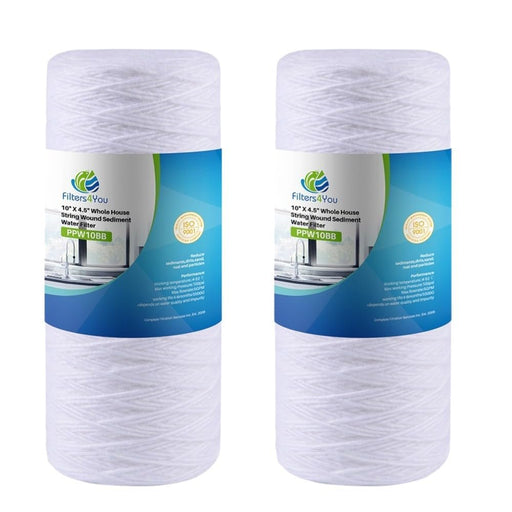 Polypropylene string-wound sediment water filter cartridge, 5 micron, for heavy-duty well water and whole house systems