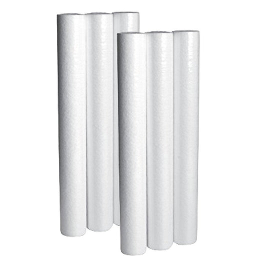 6-pack whole house replacement water filter cartridges, 5 micron, 20 x 2.5 inches, white