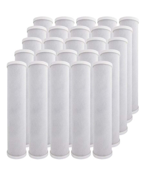 25-pack coconut shell carbon block CTO water filter cartridges, 5 micron, 10 inches