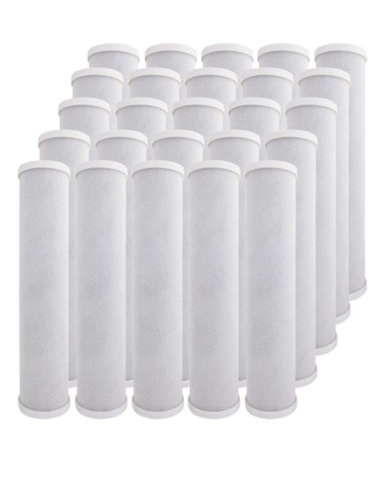 25-pack coconut shell carbon block CTO water filter cartridges, 5 micron, 10 inches