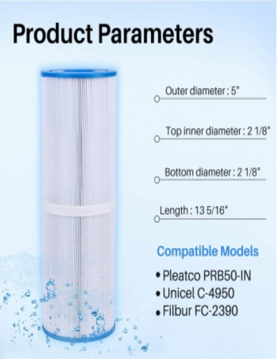 Spa & Hot Tub Filter Replaces Pleatco PRB35-IN, Unicel C-4335 FC-2385,35 sq ft
