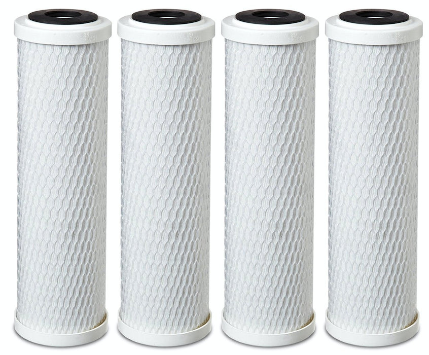 4-Pack Universal 10 Inch Carbon Block Filter Compatible for Whole House Filter Systems Replaces CBC-10, GE FXWTC, WFPFC8002 & WFPFC9001, D-10A & D-10, Whirlpool WHCF-WHWC