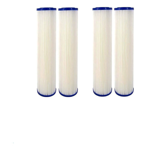 4-pack pleated sediment whole house water filter cartridges, 0.35 micron, 9.75 x 2.75 inches, compatible with Watts WPC0.35-975 models