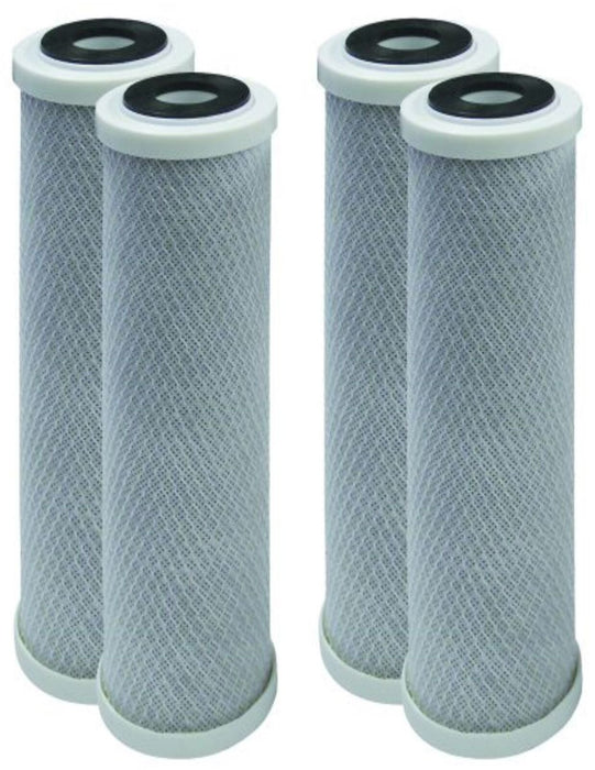 4-pack activated carbon block water filter cartridges, fits 10-inch standard housings