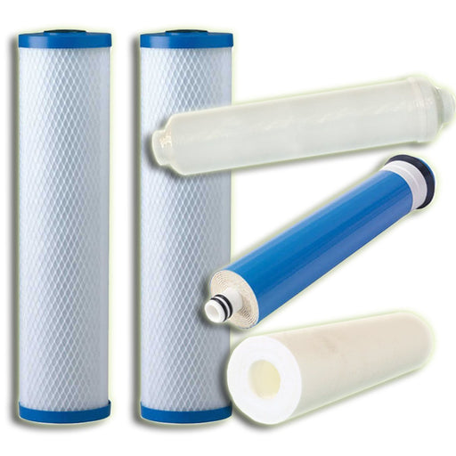5-stage reverse osmosis replacement filter bundle with 50 GPD membrane, universal fit