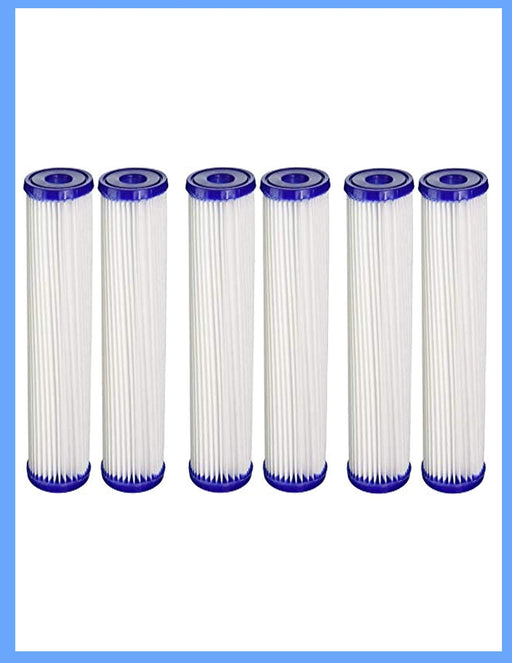 6-pack universal pleated whole-house water filter cartridges, 30 micron, compatible with 3WH-STDPL-F02 models