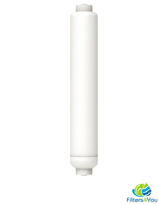 Coconut shell carbon inline water filter with 1/4-inch quick-connect fittings for ice makers