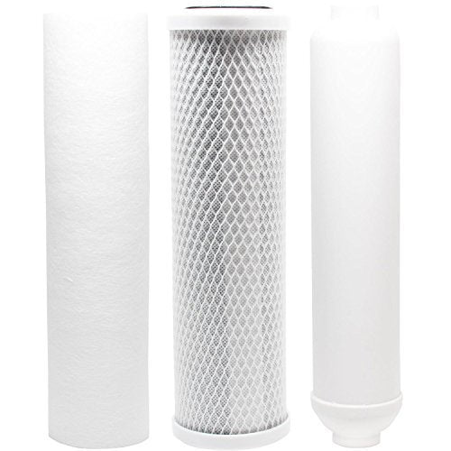 Replacement filter kit compatible with Puromax PC4 RO system, includes carbon block, sediment, and inline filter cartridges