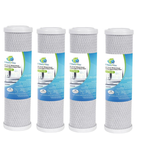 4-pack carbon block water filter cartridges, 10 x 2.5 inches, compatible with Flow-Pur 8 and WCBCS-975-RV models