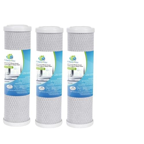 3-pack under-sink carbon block filter cartridges, 0.5 micron, 2.5 x 9.75 inches, compatible with WHKF-DB1 models