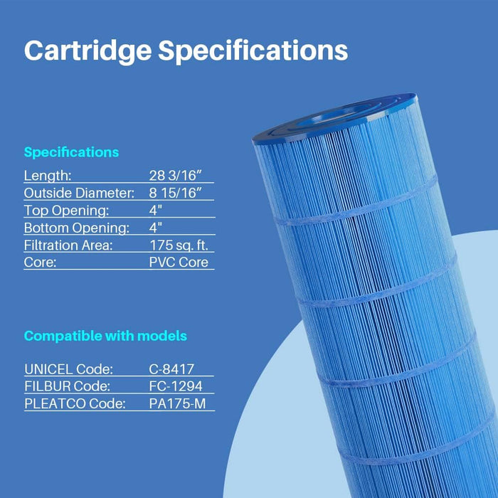 Filters4you- F4Y- PLF175A-M Pool Filter Replacement for C1750 Series, CX1750-RE, PXC175, PA175 & PA175-4, C-8417 Filter Cartridges, 1 pack