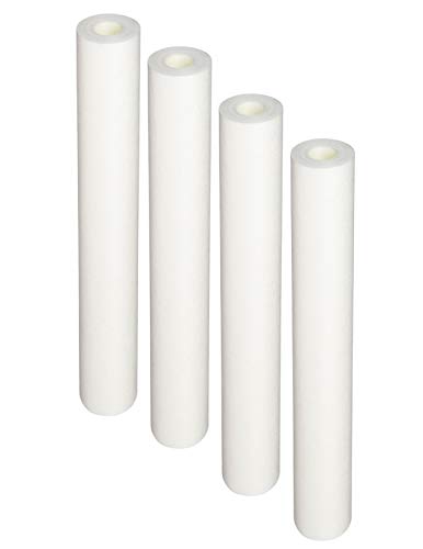 4-pack sediment prefilter cartridges, 0.5 micron, 20 inches, white, compatible with EQ-304-20 whole house filtration systems