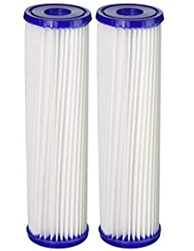 2-pack Big Blue pleated sediment water filter replacement cartridges, 5 micron, 20 inches, compatible with ECP5-BB and AP810-2