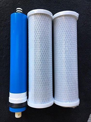Filter combo set with 50 GPD upgraded membrane, compatible with GE FX12P, FX12M, GXRM10RBL RO systems