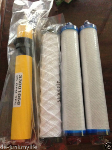 RO filter and membrane replacement set with sediment, carbon block, and 25 GPD membrane, compatible with Hydrotech